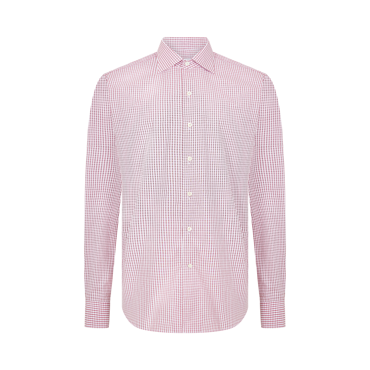 Burgundy Gingham Washed Cotton Casual Shirt