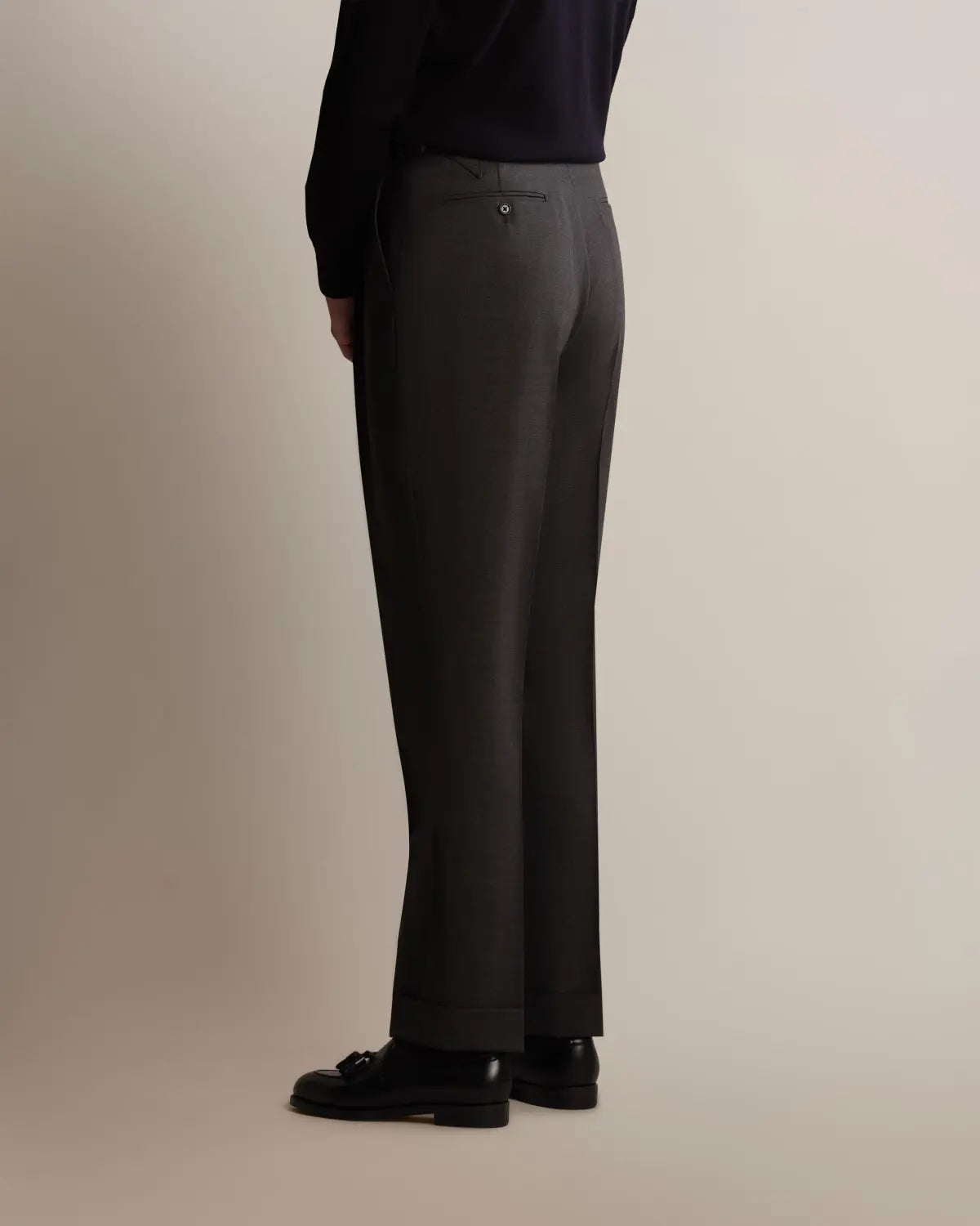 Grey High Twist Wide Leg Pleated Twist Wool Trousers (Matching Jacket)