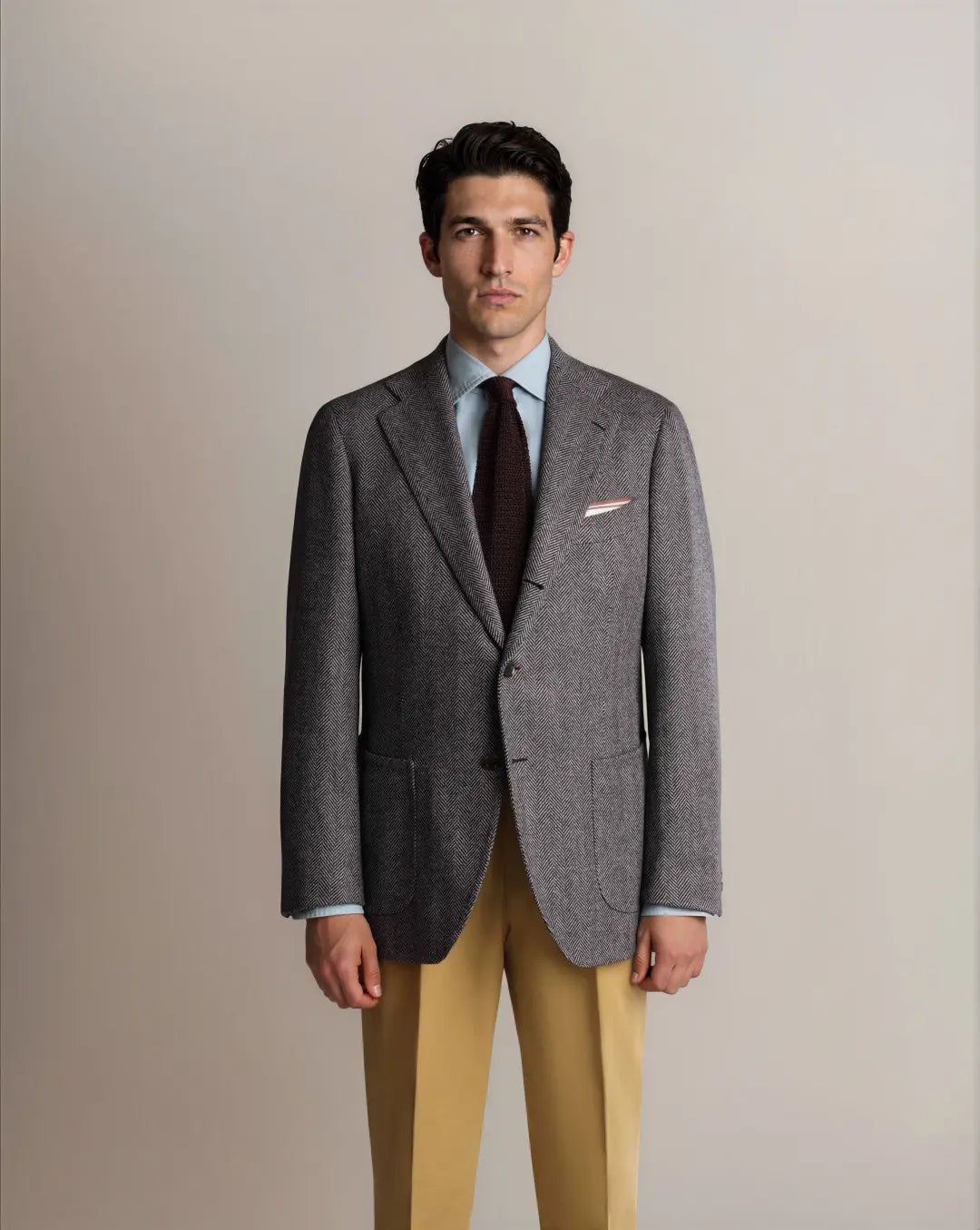 Navy Herringbone Tweed Blazer