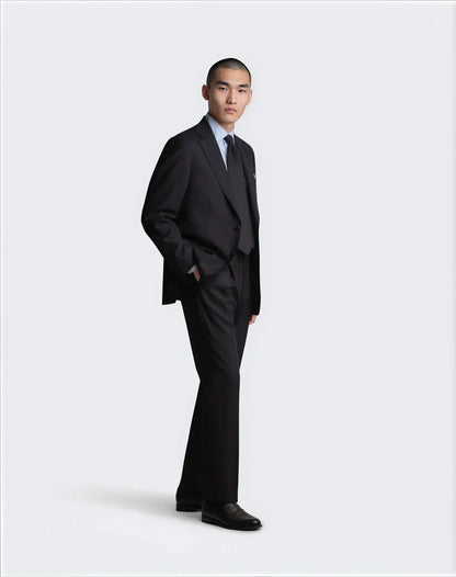 Navy Blue Twist Wool Jacket (Matching Trousers)
