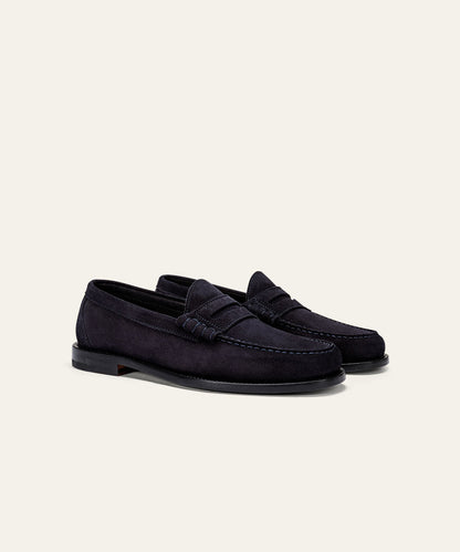 Midnight Blue Suede Cadoro Penny Loafers