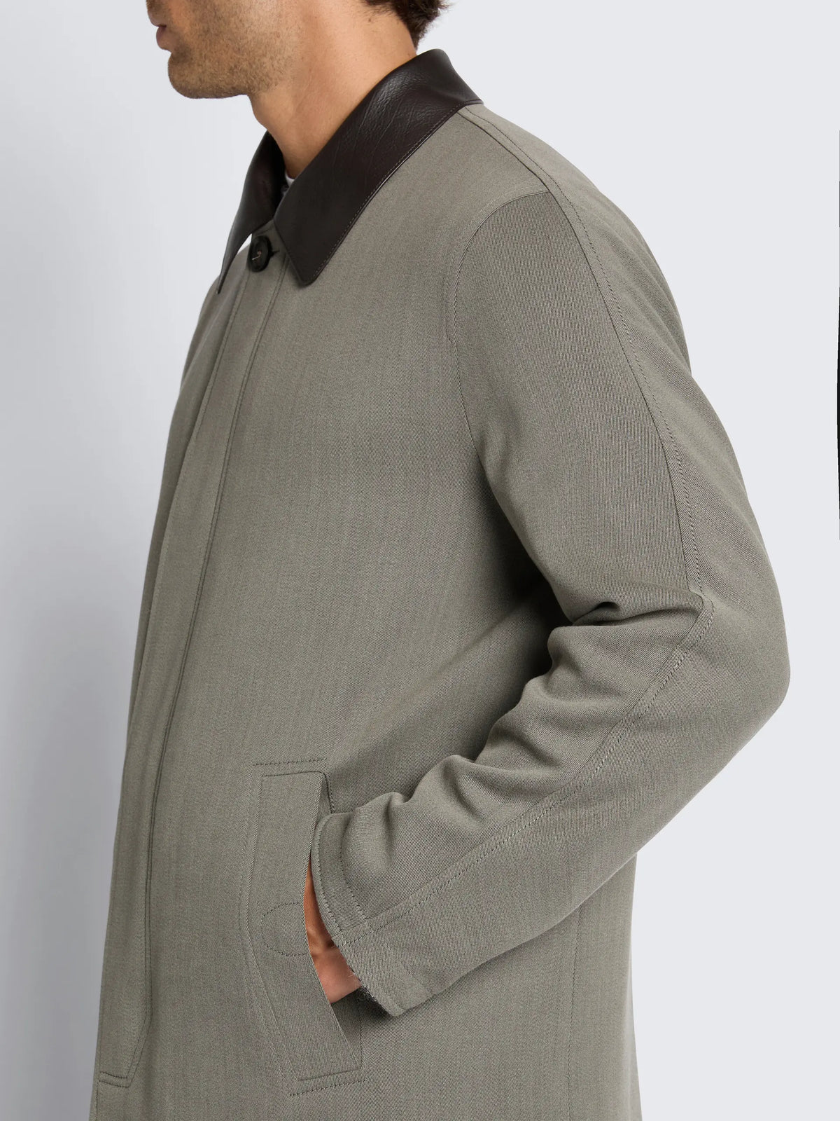 Olive Green Wool and Baby Alpaca Reversible Carcoat