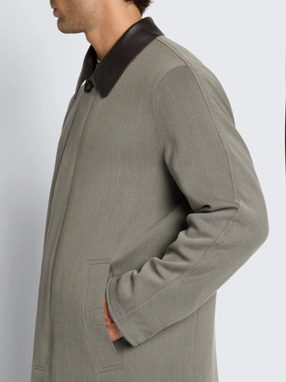 Olive Green Wool and Baby Alpaca Reversible Carcoat