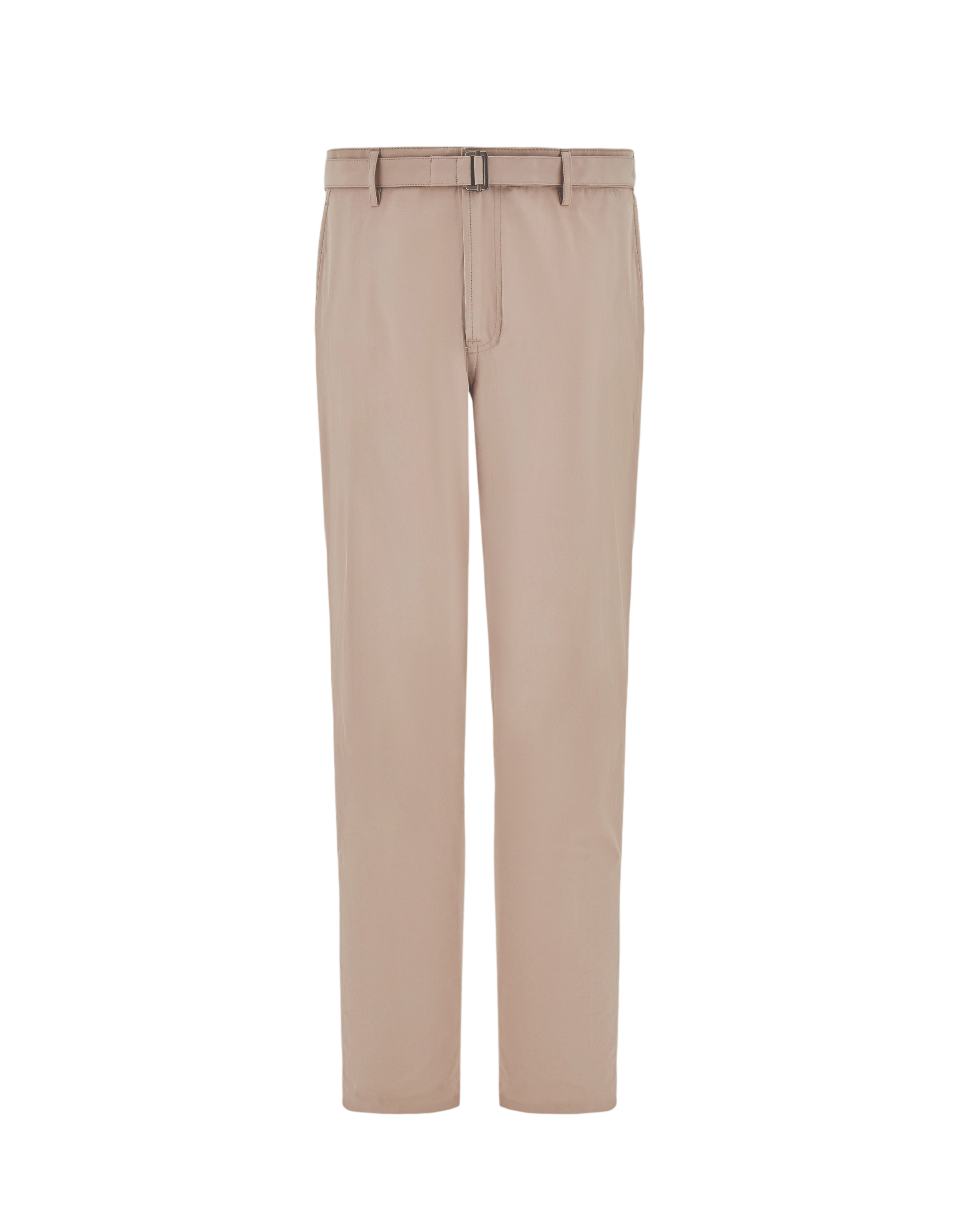 Beige Cotton Poplin Self-Belt Trouser