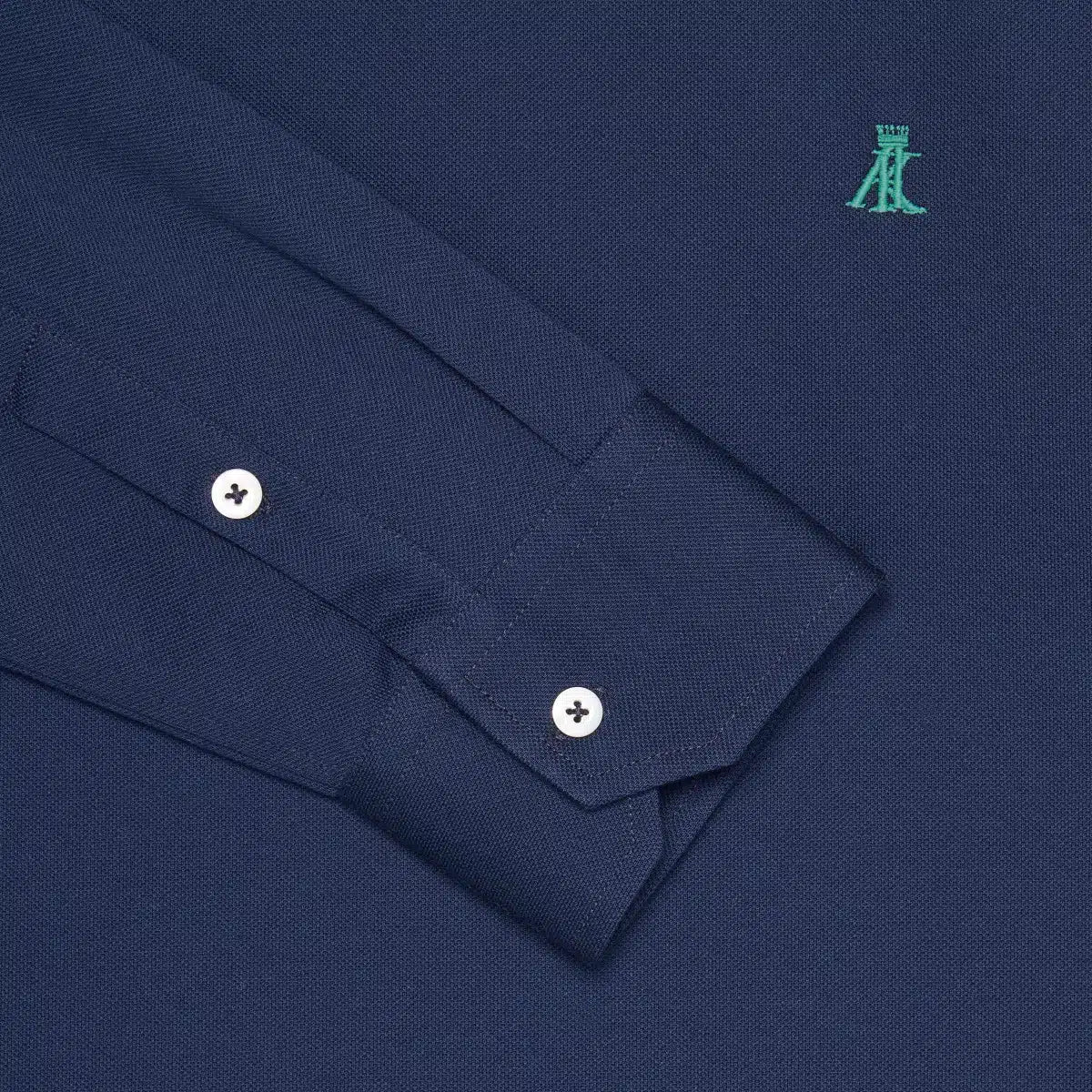 Navy Blue Cotton LS Polo Shirt