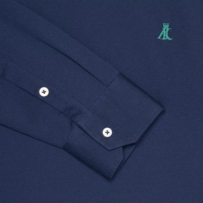 Navy Blue Cotton LS Polo Shirt